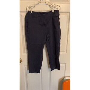 Talbots Woman Cropped Capri Pants Women's Size 16W Navy Blue Stretch